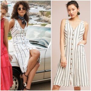 Anthropologie Maeve Leslie Textured Stripe Sleeveless Shirtdress.     13